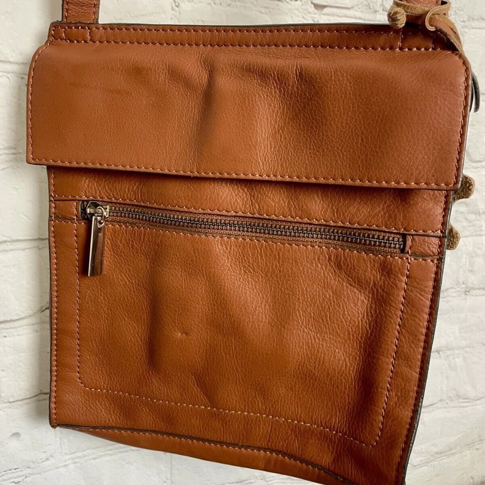 Next 100% Leather Brown Buckle Strap Crossbody Bag - Picture 3 of 7